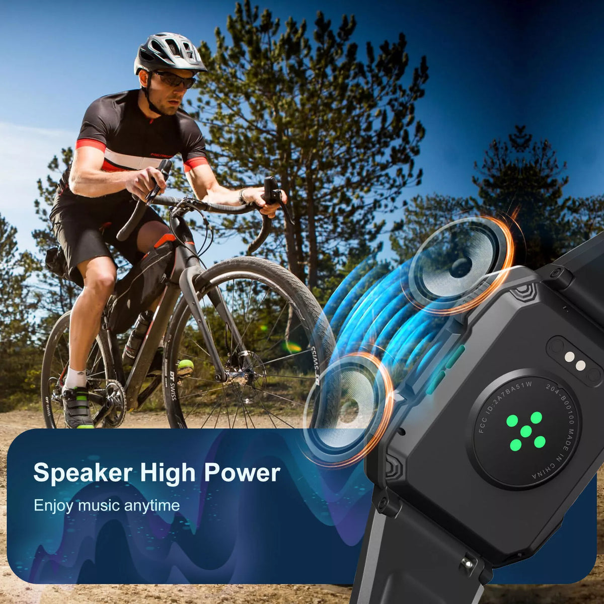 Rugged Smart Watch with 900 mAh Battery and Flashlight | Compass, SOS and Call Function | IP67 Water Resistant