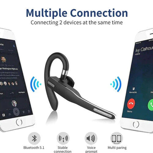 Bluetooth 5.1 Headset with Dual Microphones and Wind Noise Reduction | Wireless Headphones in Ear Form, 20 to 25 Hours of Talk Time