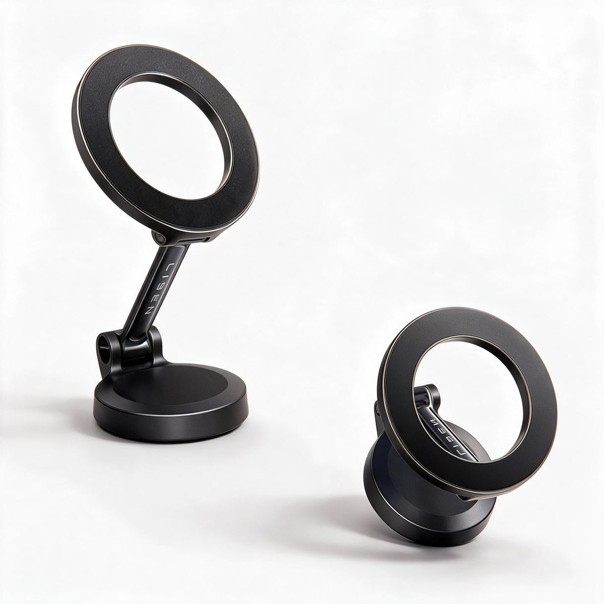Magnetic Car Phone Holder for the Center Console | 360 Degree Rotation and a Folding Arm | Works with MagSafe or a Metal Plate