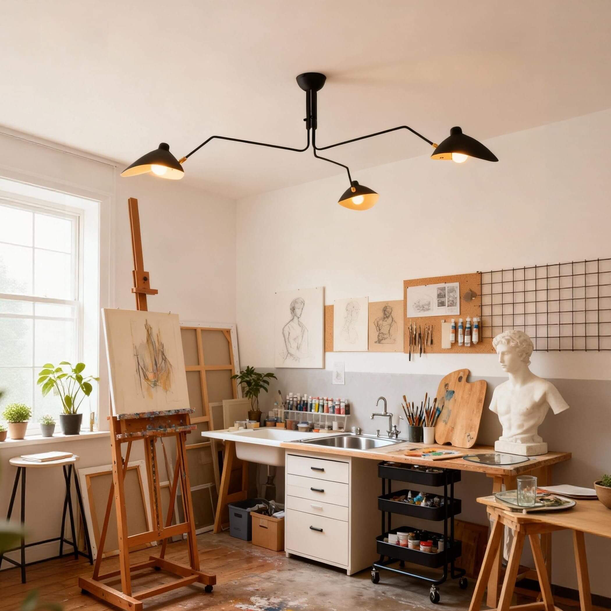 Multi Arm Ceiling Light Semi Flush Mount