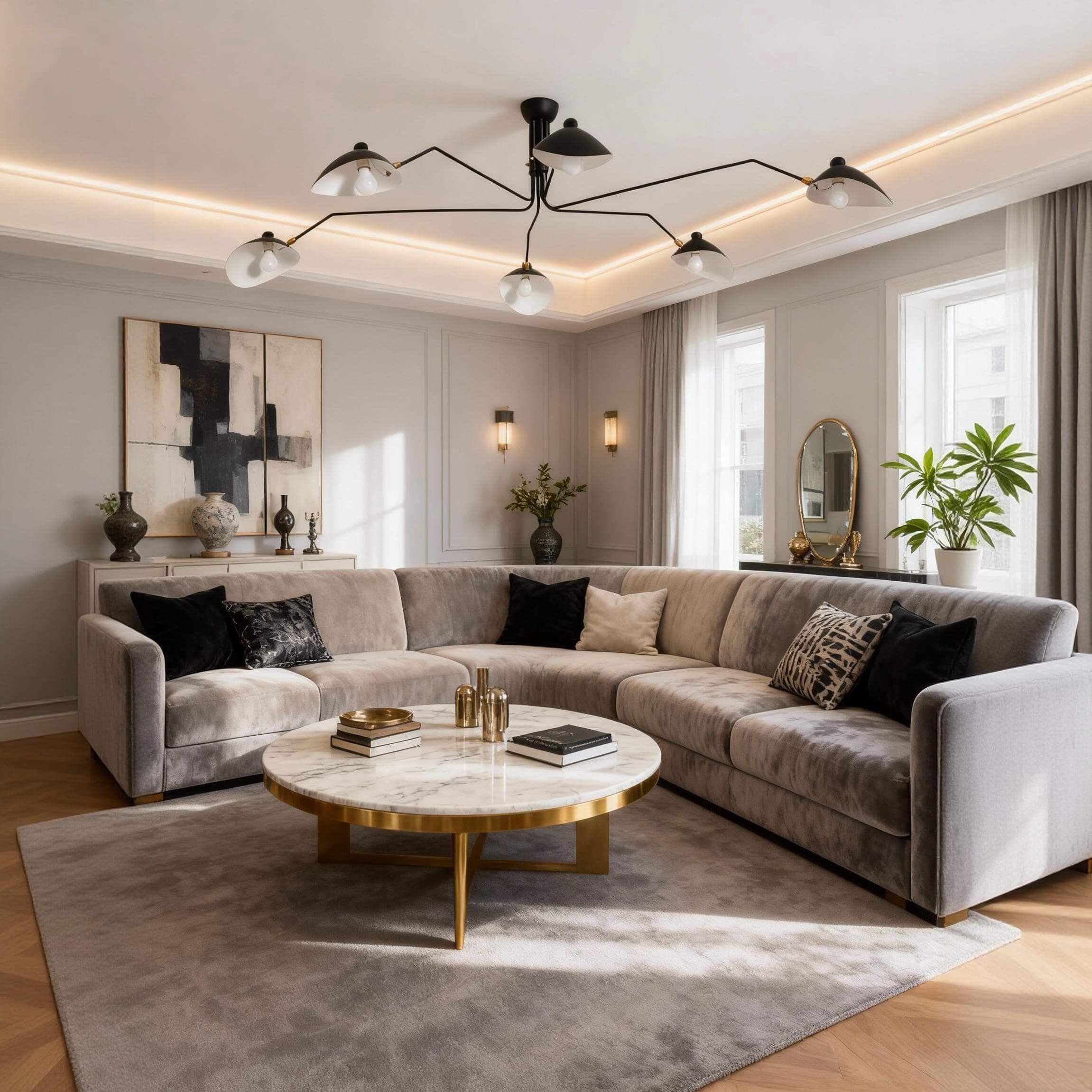 Multi Arm Ceiling Light Semi Flush Mount