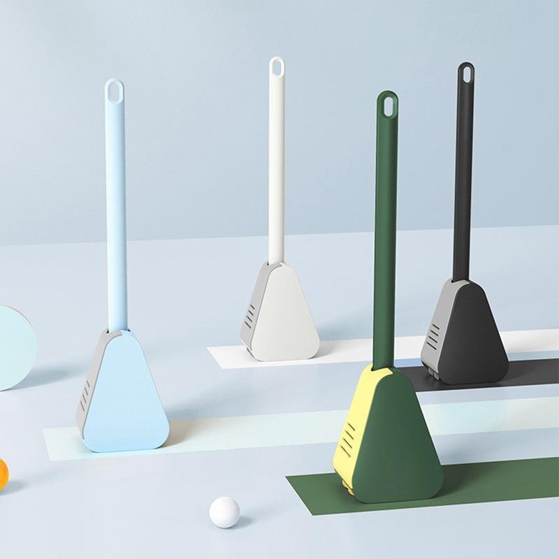 Toilet Brush with a Flat Triangular Head | Soft TPR Bristles That Rinse Clean and Do Not Tangle | With or Without a Wall Base