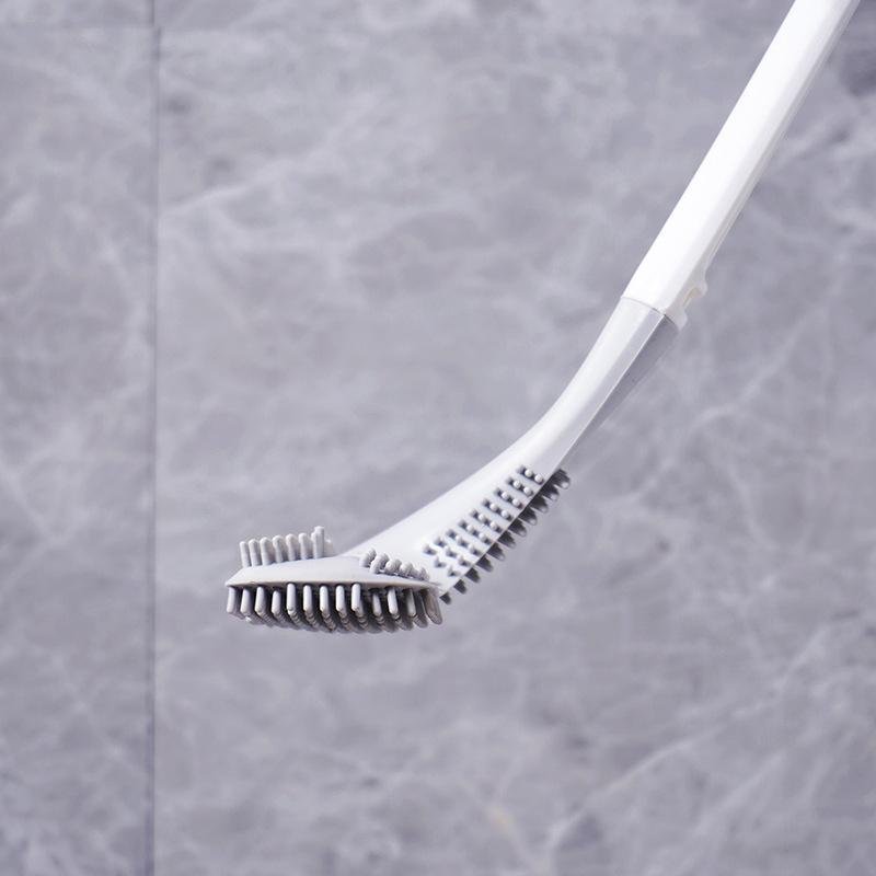 Toilet Brush with a Flat Triangular Head | Soft TPR Bristles That Rinse Clean and Do Not Tangle | With or Without a Wall Base