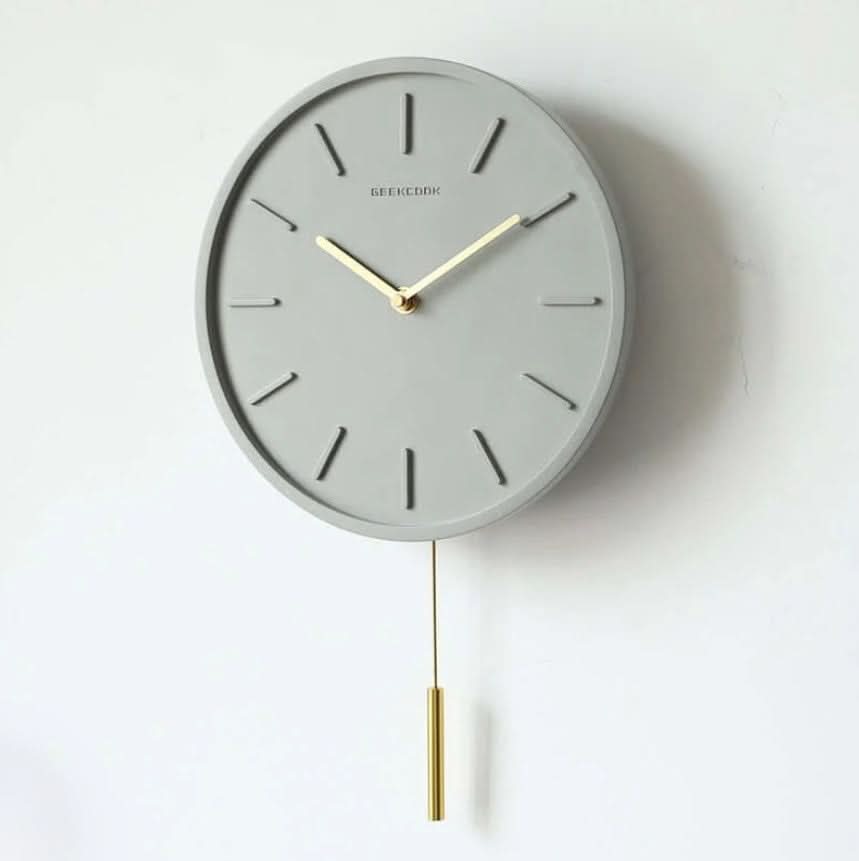 Cement Wall Clock Metal Pendulum