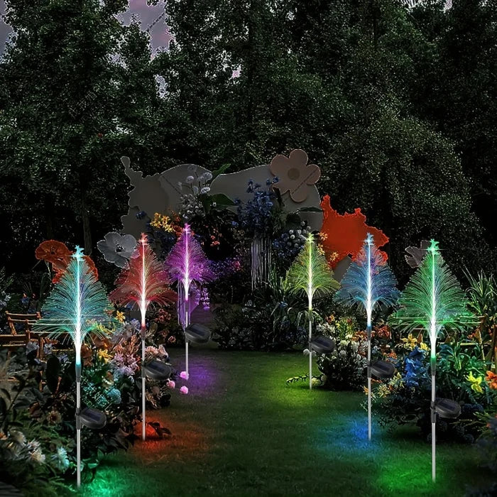 Solar Christmas Tree Lights for Outdoor Gardens | 7-Colour RGB Glow with IP65 Weatherproof Build | Festive Path Decor