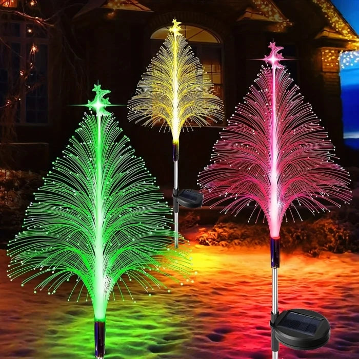Solar Christmas Tree Lights for Outdoor Gardens | 7-Colour RGB Glow with IP65 Weatherproof Build | Festive Path Decor