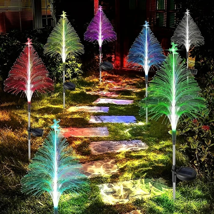 Solar Christmas Tree Lights for Outdoor Gardens | 7-Colour RGB Glow with IP65 Weatherproof Build | Festive Path Decor
