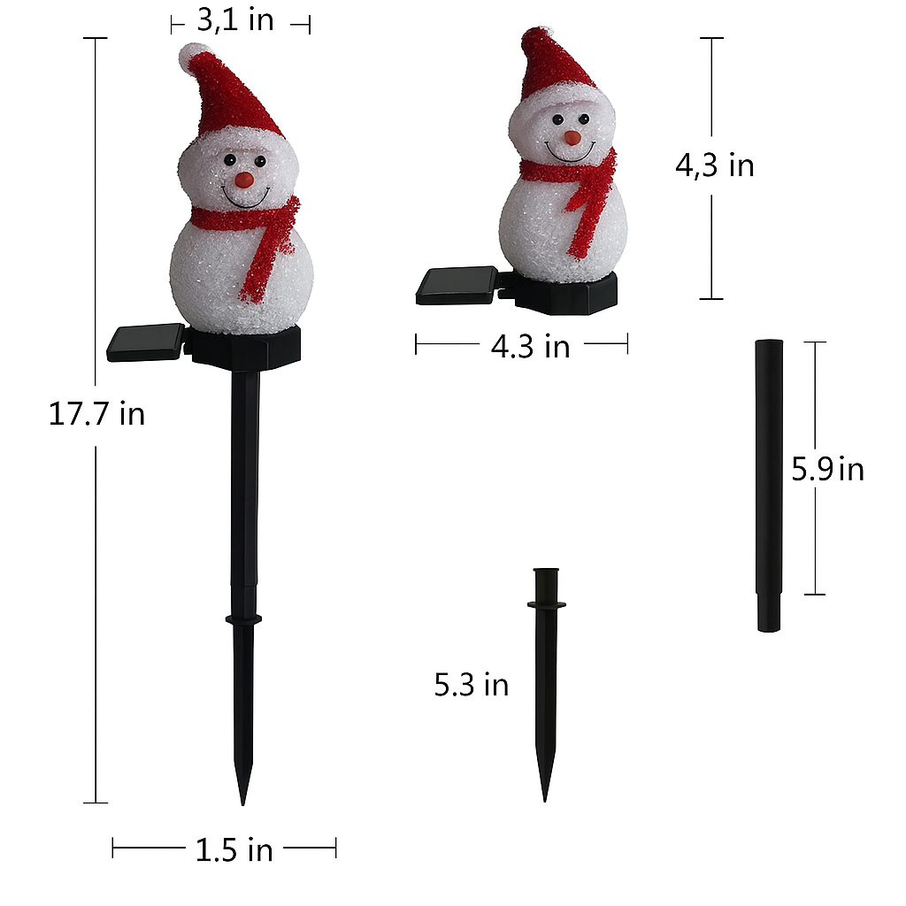 Solar Snowman Lamp for Garden and Patio | Outdoor Christmas Decorations Powered by the Sun | Festive Xmas Lights for Pathways