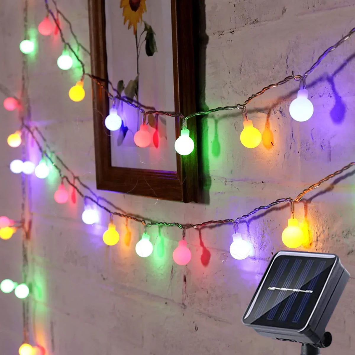 Solar Christmas String Lights with LED Globe Bulbs | IP65 Water Resistant Outdoor Decorations | Up to 10 Hours After Charging