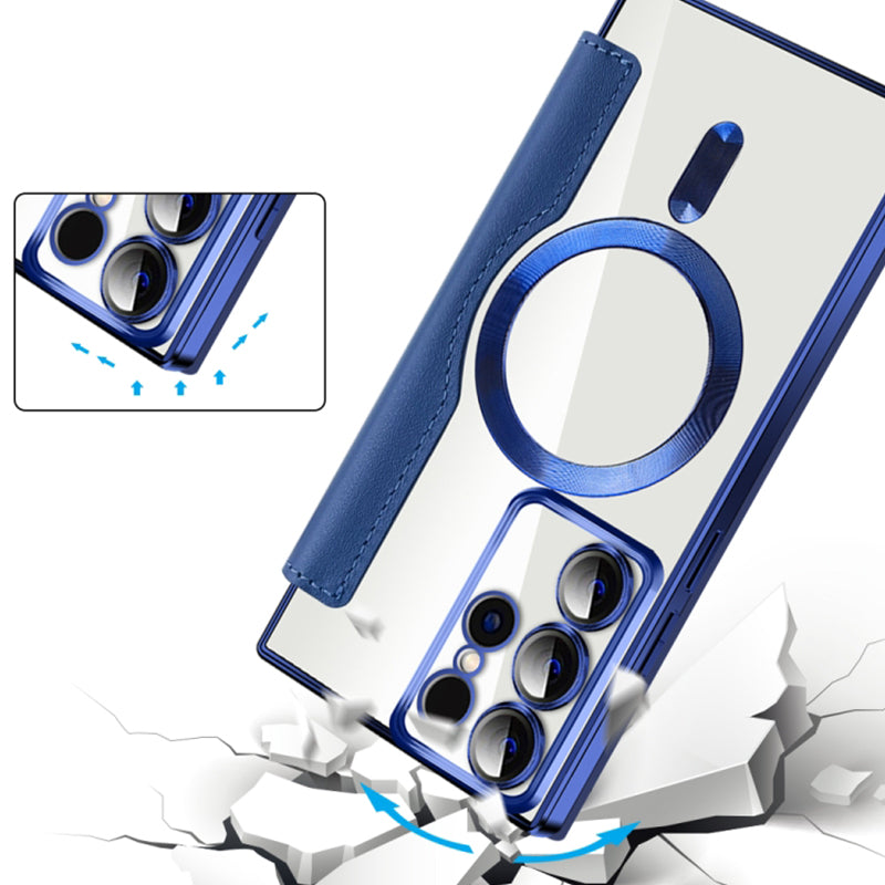 Magnetic Flip Wallet Phone Case for Samsung Galaxy | Faux Leather with RFID Card Slot and Camera Lens Guards