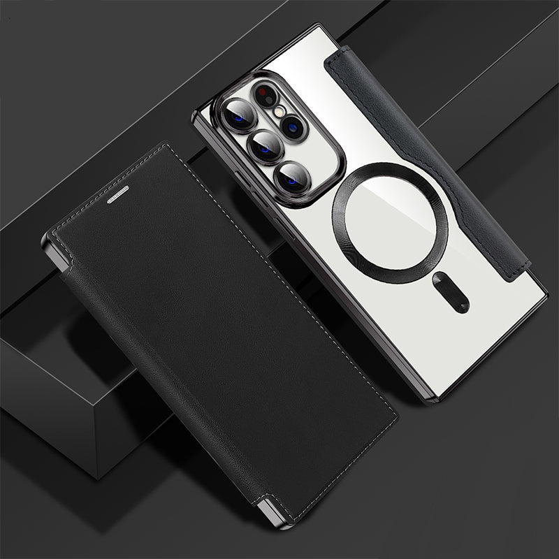Magnetic Flip Wallet Phone Case for Samsung Galaxy | Faux Leather with RFID Card Slot and Camera Lens Guards