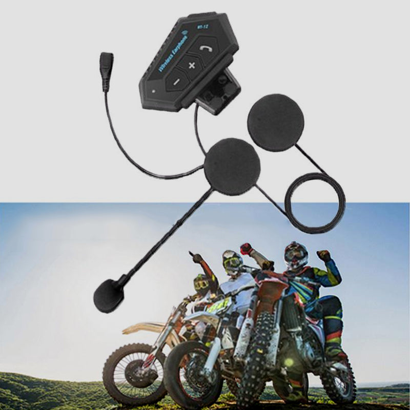 Motorcycle Helmet Headset with Boom Mic | Bluetooth Head Phones with a 5.0 Link and Wind Noise Reduction | 500 mAh Battery