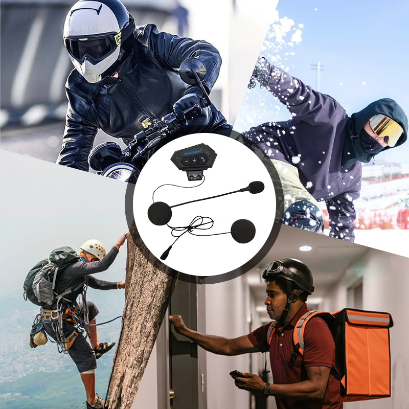 Motorcycle Helmet Headset with Boom Mic | Bluetooth Head Phones with a 5.0 Link and Wind Noise Reduction | 500 mAh Battery