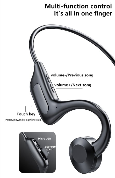 Bone Conduction Open Ear Design, Good Headphones for Gym and Running | Sweat Resistant with a Built In Mic | Black, Blue or Pink