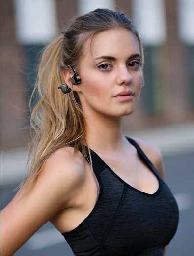 Bone Conduction Open Ear Design, Good Headphones for Gym and Running | Sweat Resistant with a Built In Mic | Black, Blue or Pink