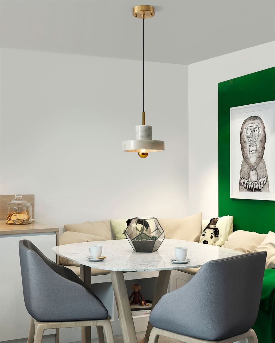Marble Pendant Light Brass Finish