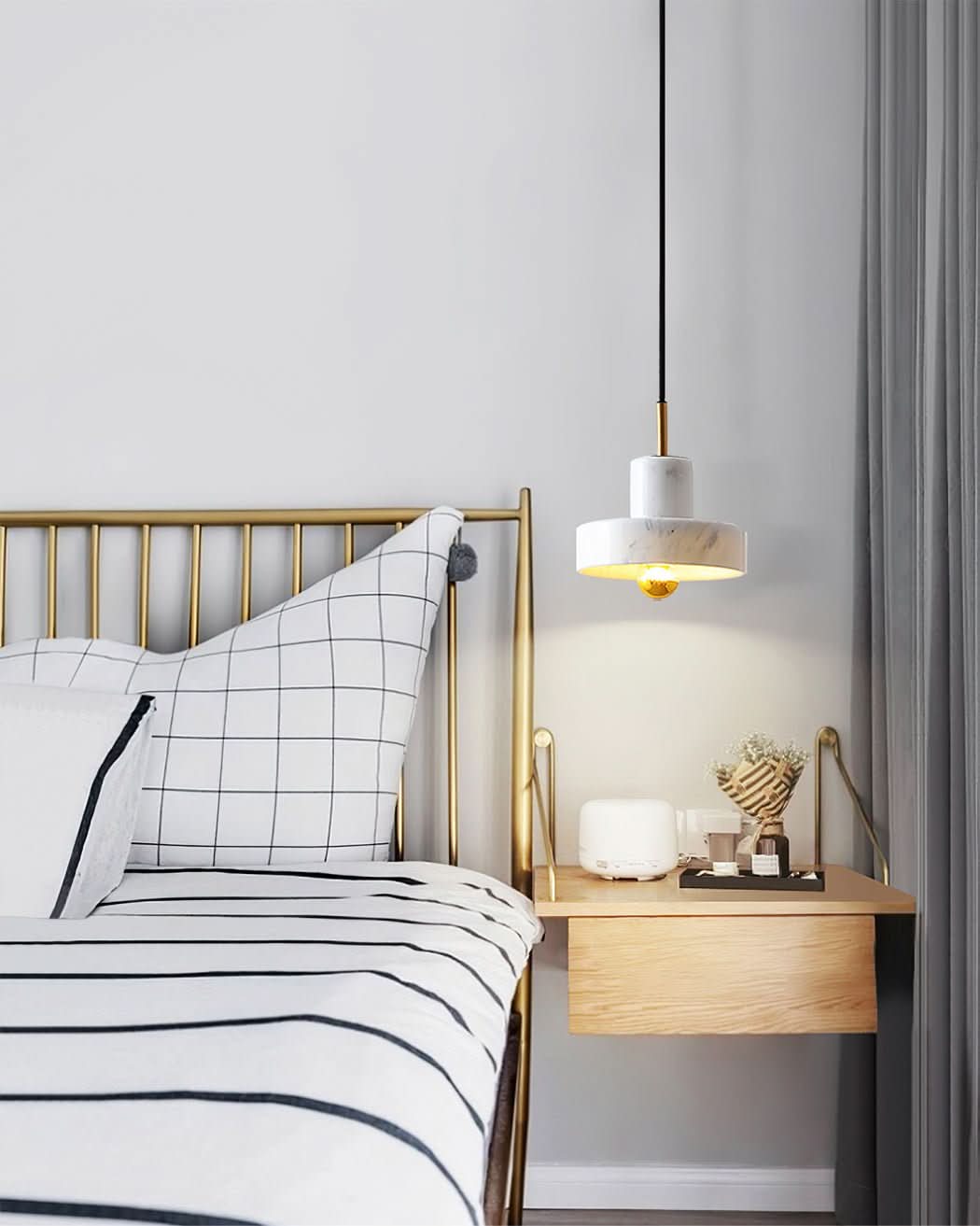 Marble Pendant Light Brass Finish