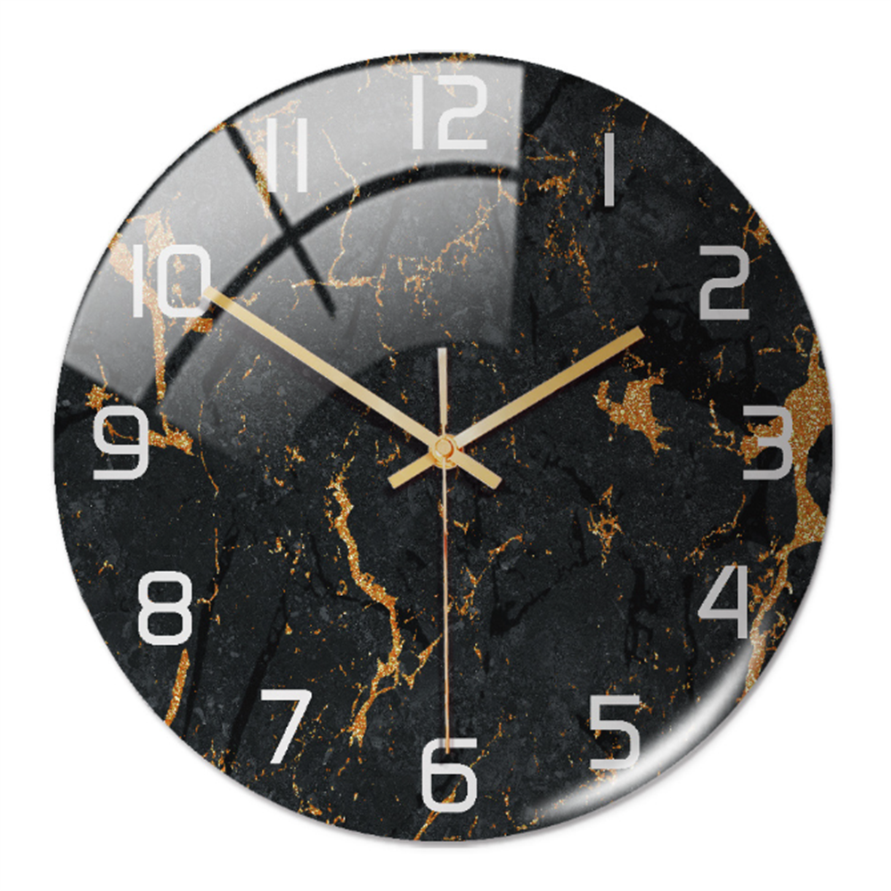 Marble Effect Wall Clock in Acrylic | Silent Sweeping Movement, Large Contrasting Numbers | 12 in Across, Sixteen Colorways