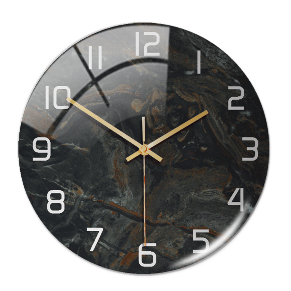 Round Wall Clock with Marble Print Acrylic Face | Silent Sweep Movement and 11.8 in Dial | 16 Colors