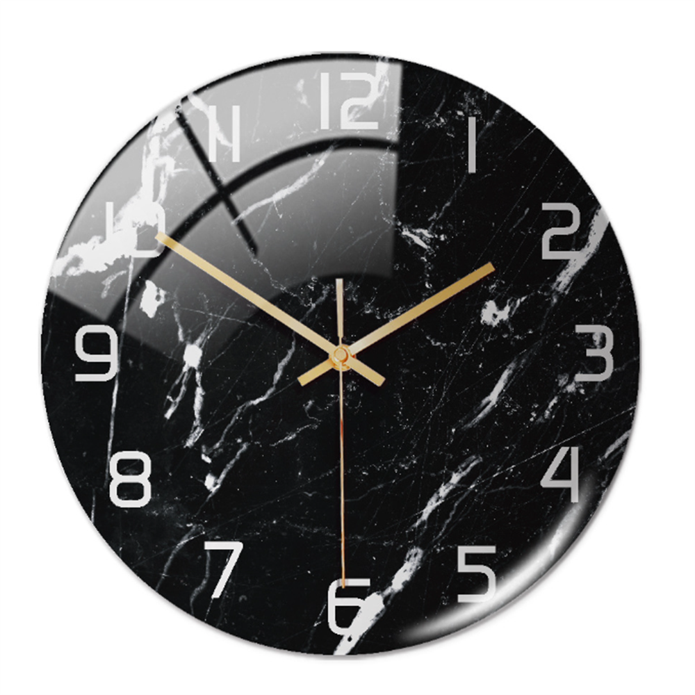 Marble Effect Wall Clock in Acrylic | Silent Sweeping Movement, Large Contrasting Numbers | 12 in Across, Sixteen Colorways