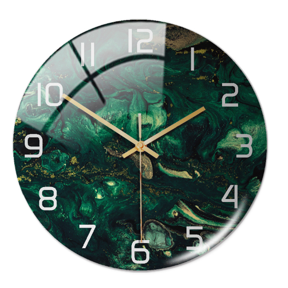 Marble Effect Wall Clock in Acrylic | Silent Sweeping Movement, Large Contrasting Numbers | 12 in Across, Sixteen Colorways