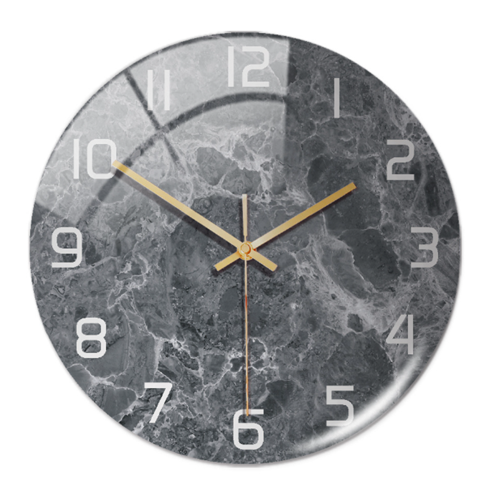 Marble Effect Wall Clock in Acrylic | Silent Sweeping Movement, Large Contrasting Numbers | 12 in Across, Sixteen Colorways
