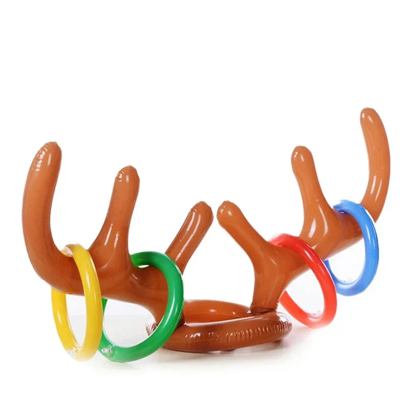 Inflatable Reindeer Antler Ring Toss Game | Christmas Party Activity for Indoor and Outdoor Fun | Durable PVC Set