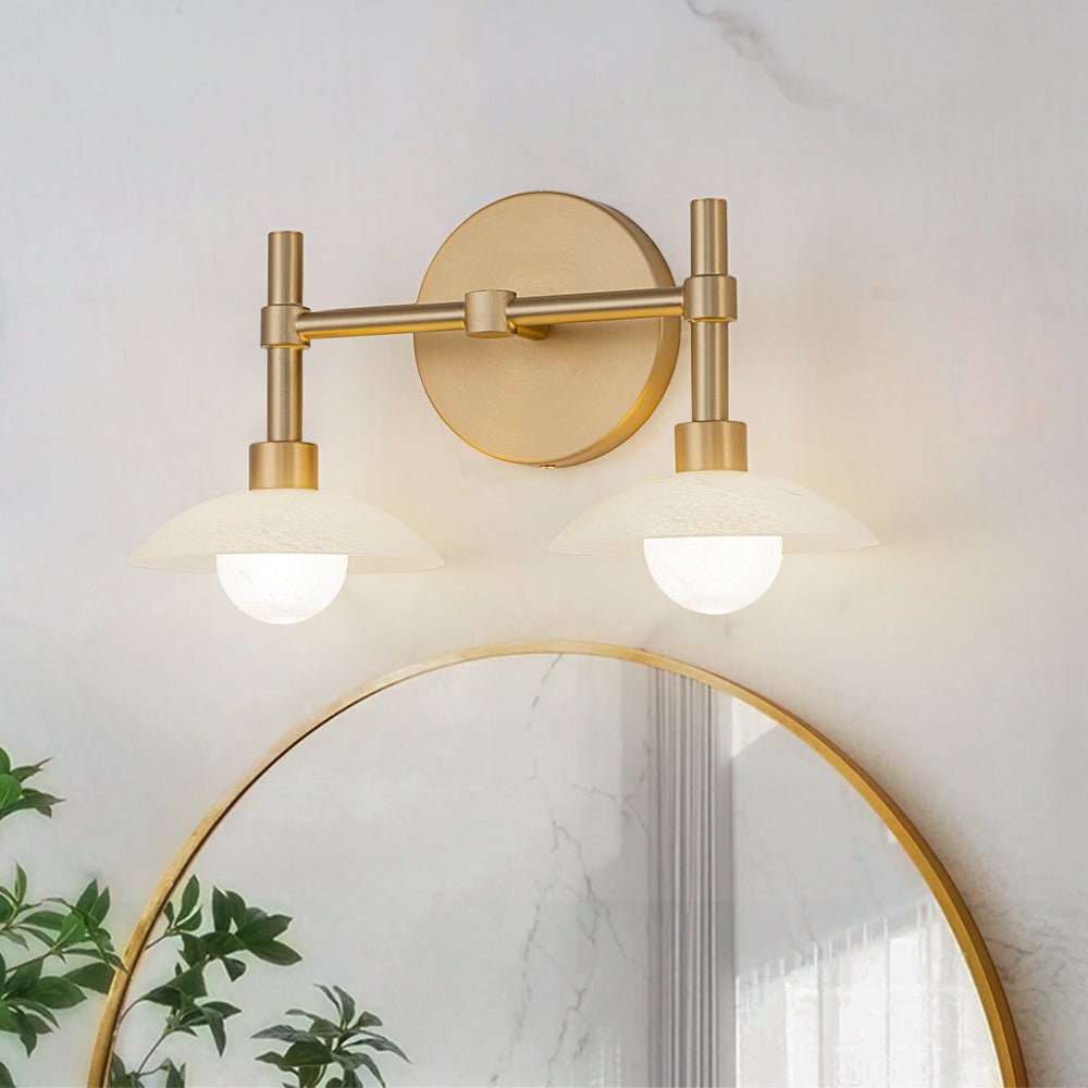 2 Light Brass Dome Wall Sconce
