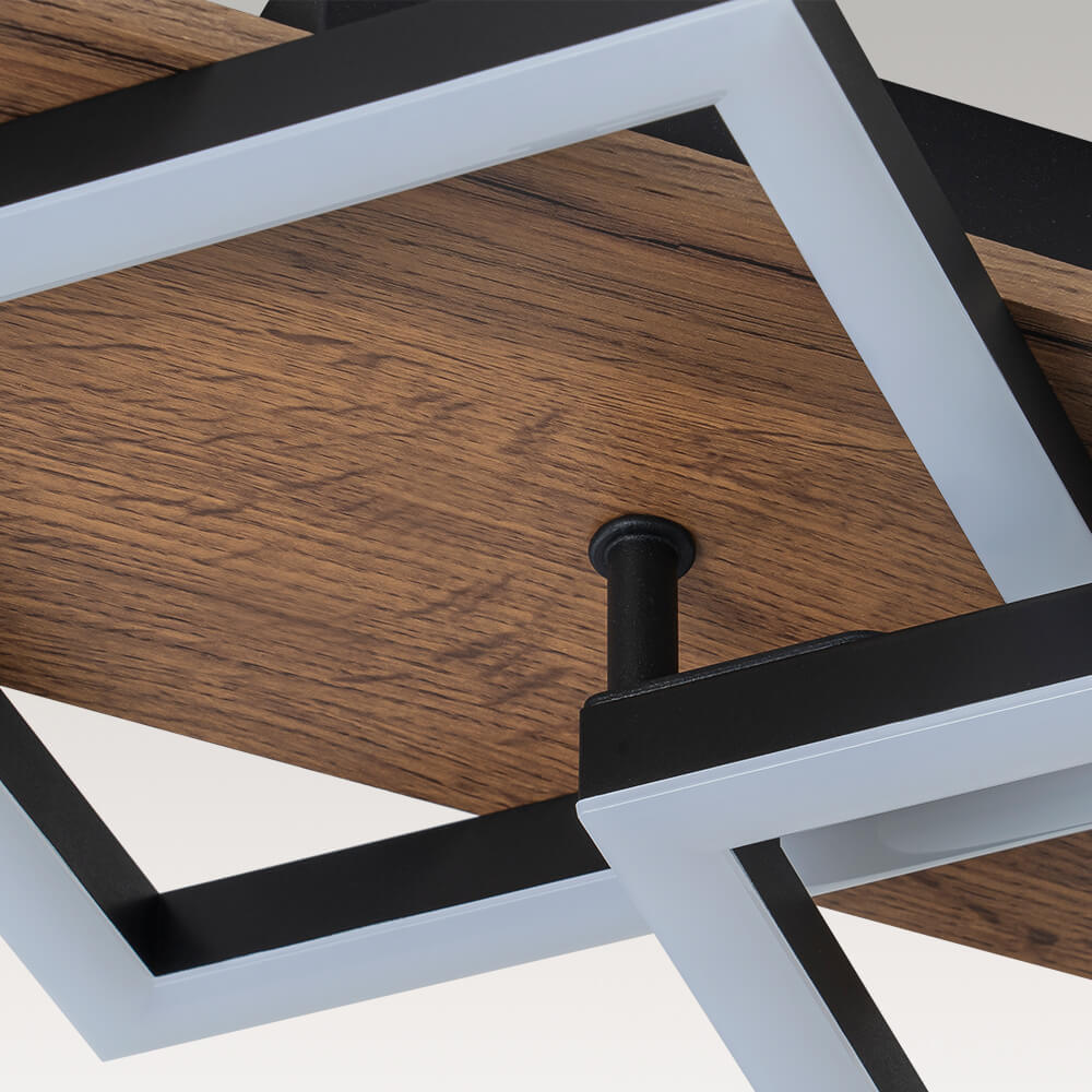 Square LED Walnut Flush Mount