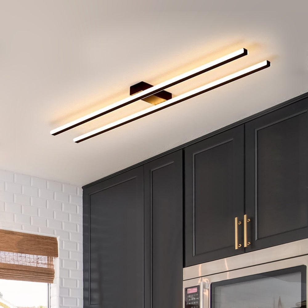 Two Strip LED Black Flush Mount