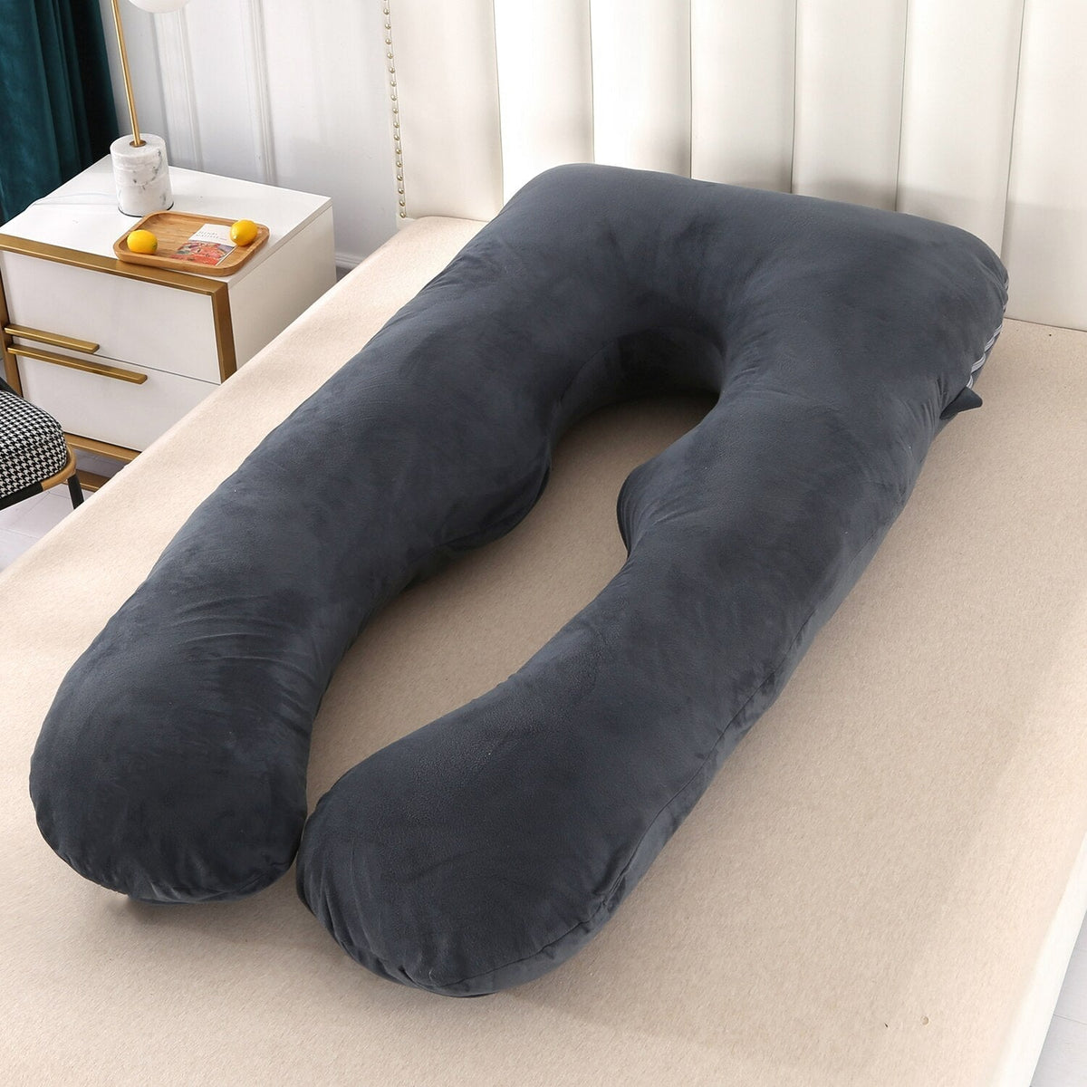 Full Body U-Shaped Neck Support Pillow for Side Sleepers | Soft Cotton Cover, 130 x 70 cm | 7 Colors