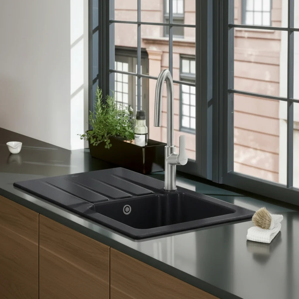 Architectura 50 ceramic washbasin - Robust & elegant in chromite for every bathroom