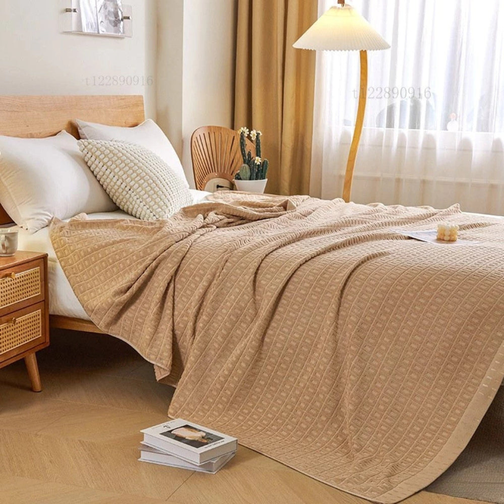 Waffle Cotton Summer Blanket Bedspread Throw