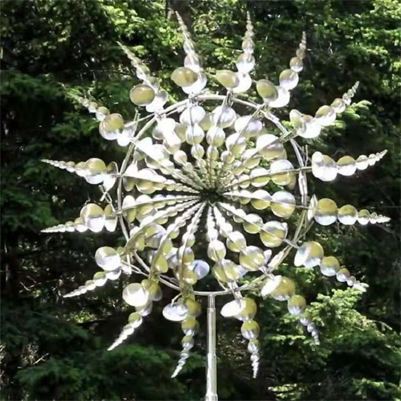 Kinetic Wind Spinner for the Yard | Garden Metal Art in Rust-Resistant Iron, 99 x 31.5 cm | Ball Bearing Hub