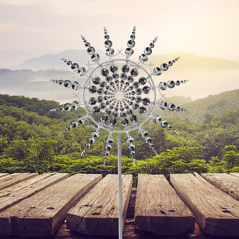 Kinetic Wind Spinner for the Yard | Garden Metal Art in Rust-Resistant Iron, 99 x 31.5 cm | Ball Bearing Hub