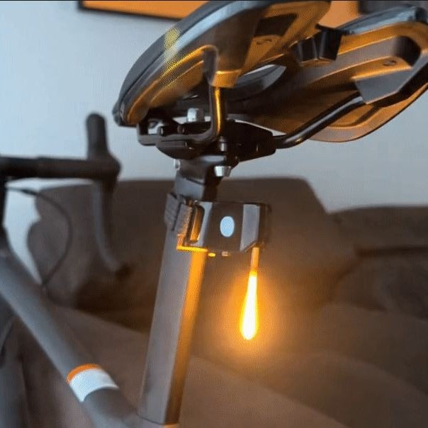 Slim LED Bike Light for the Seatpost | Weatherproof Housing with a Strap Mount That Needs No Tools | Red, Yellow or Blue