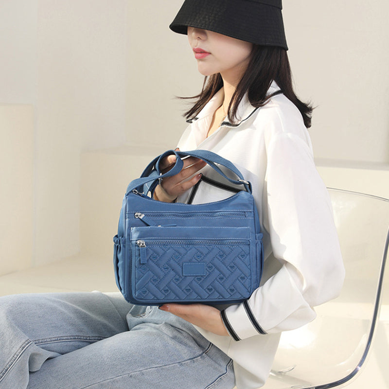 Quilted Nylon Crossbody Bag for Women | Adjustable Strap and Several Zip Pockets | 8 Colors, Doubles as a Handbag