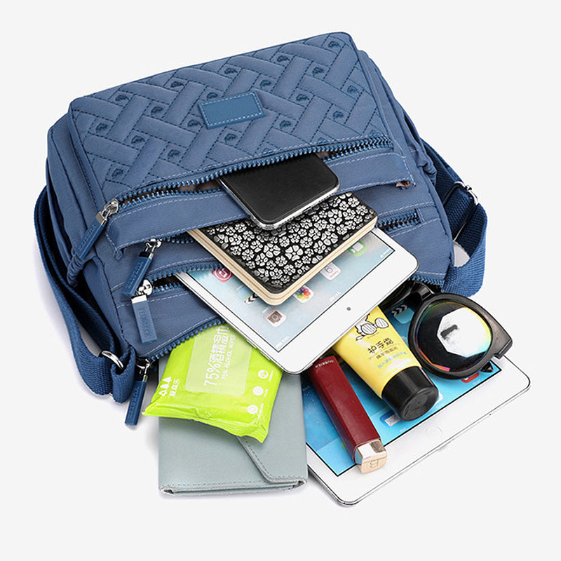 Quilted Nylon Crossbody Bag for Women | Adjustable Strap and Several Zip Pockets | 8 Colors, Doubles as a Handbag