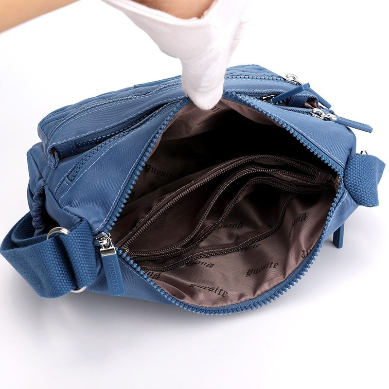 Quilted Nylon Crossbody Bag for Women | Adjustable Strap and Several Zip Pockets | 8 Colors, Doubles as a Handbag