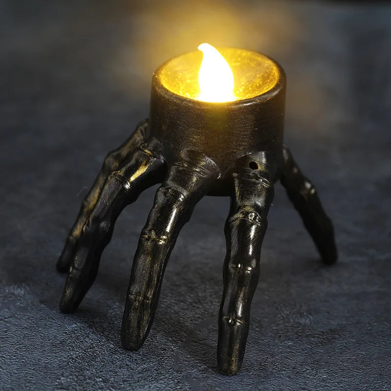 Skeleton hand shaped flameless LED tea light candle for Halloween decor