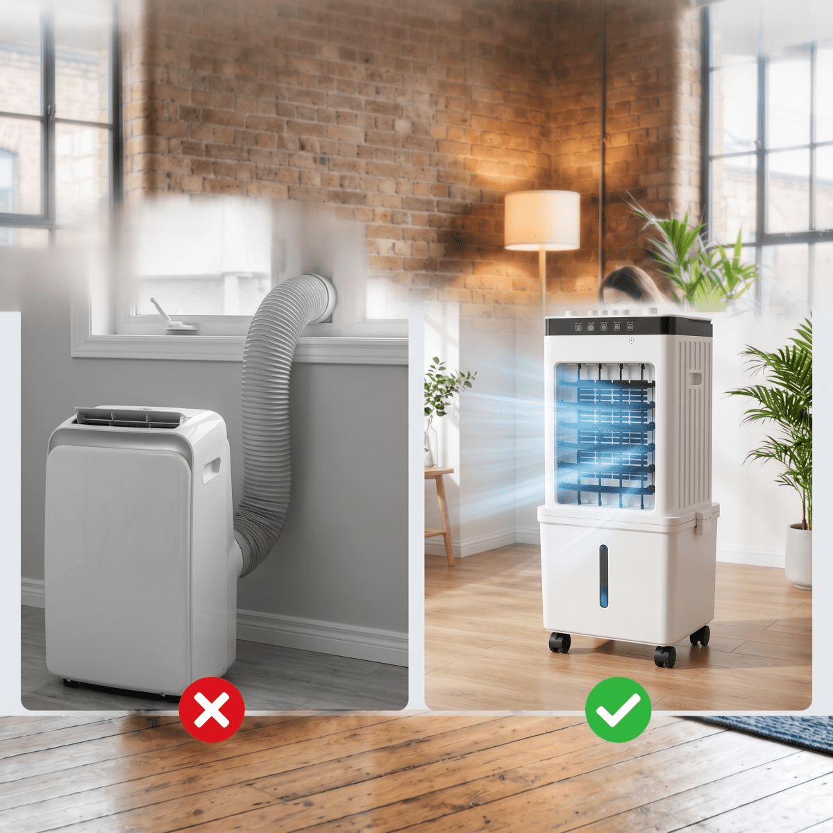 3-in-1 Mobile Air Cooler with Ice-Compatible Tank | No Exhaust Hose, Wheeled Base | Cools, Humidifies &amp; Purifies Any Room