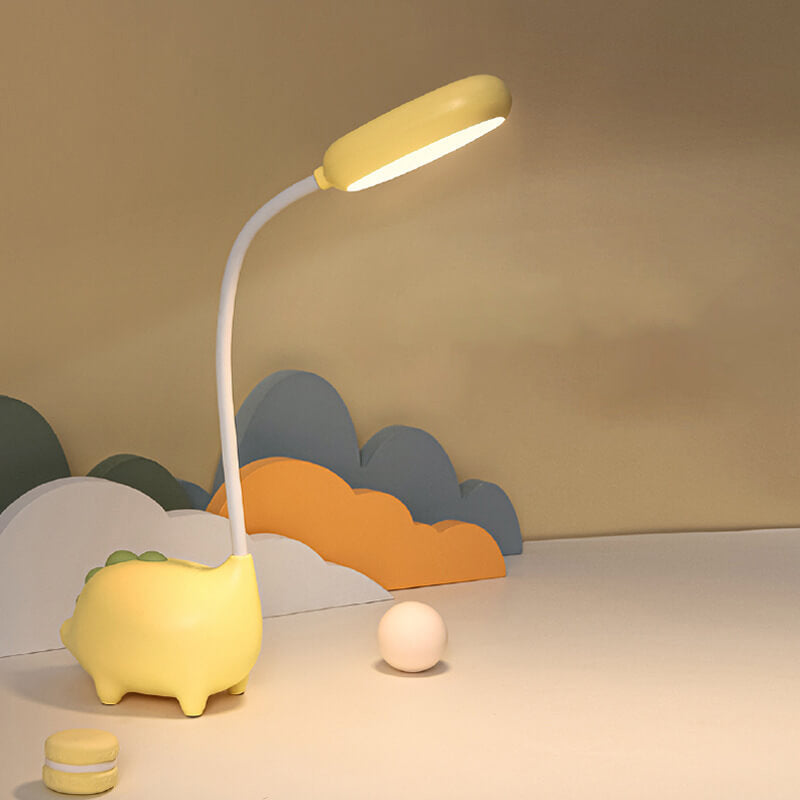 Rechargeable LED Desk Lamp for Kids | Flexible Gooseneck with Soft Flicker Free Light | Animal Base and Pen Holder