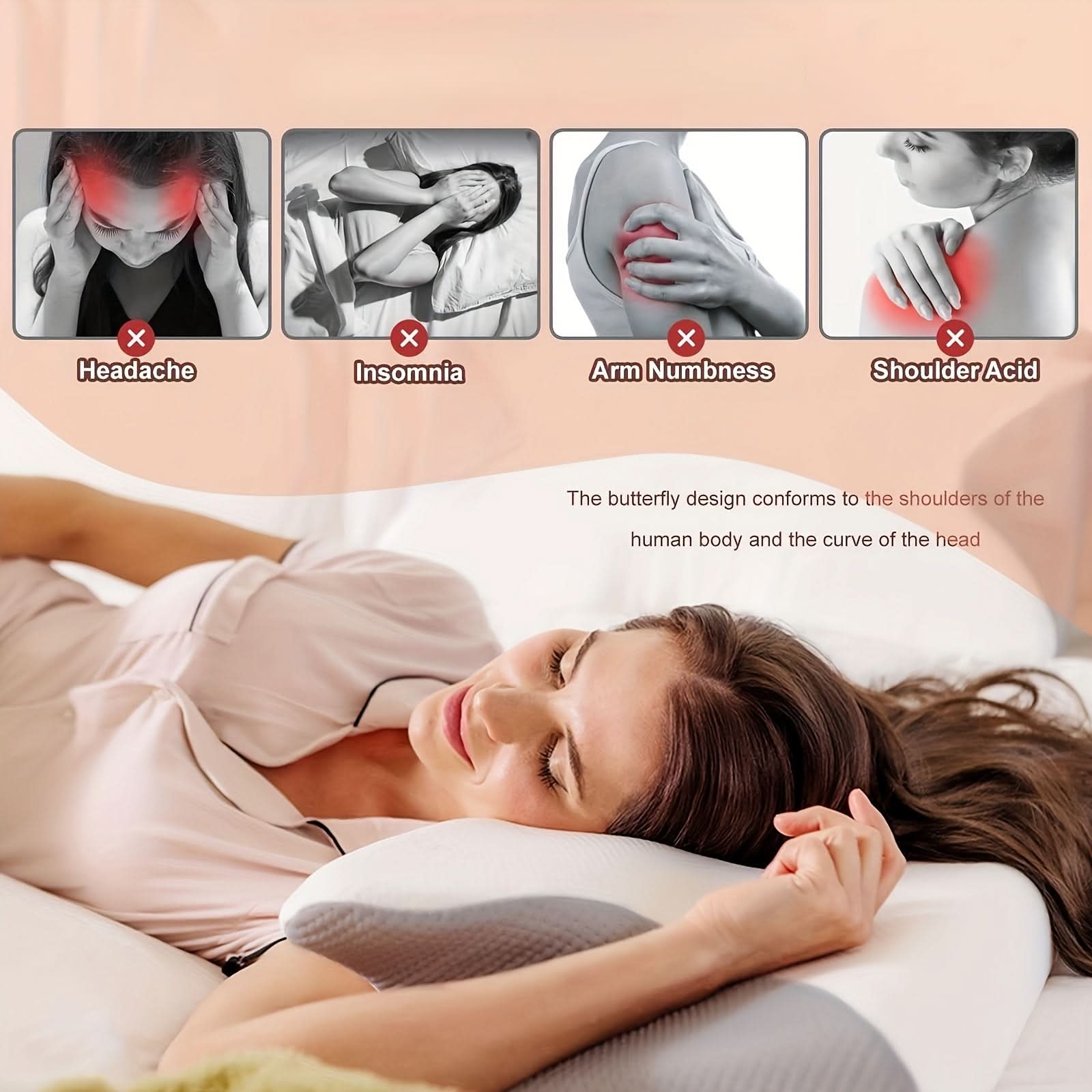 Memory Foam Cervical Neck Pillow | Ergonomic Support | Breathable Washable Cover for Side, Back & Stomach Sleepers