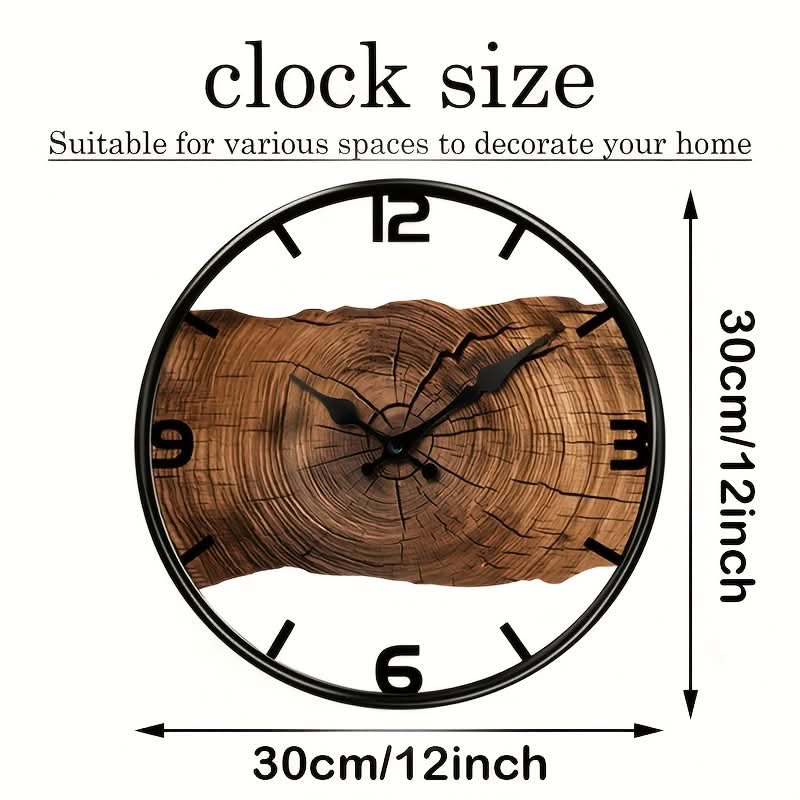 Round Carved Wooden Wall Clock | Silent Non-Ticking Movement | Rustic Farmhouse Décor for Living Room & Kitchen