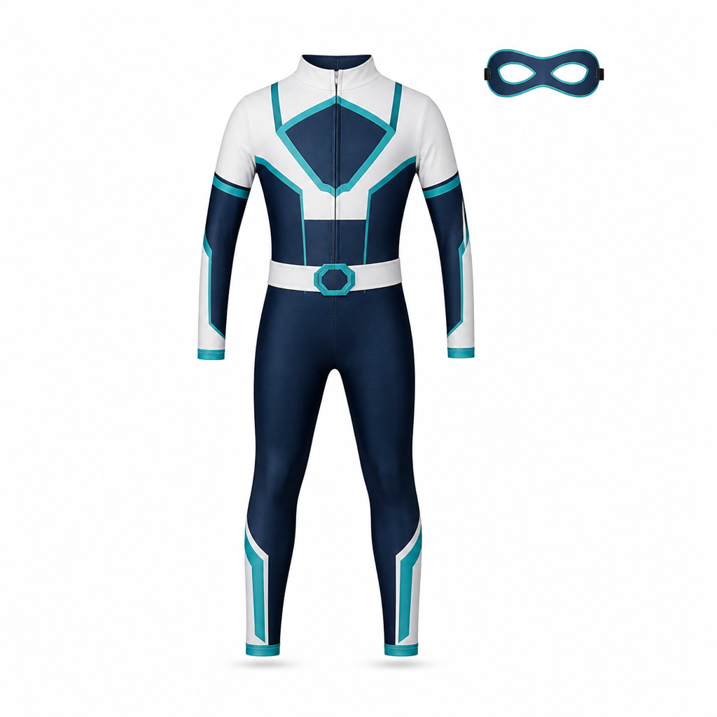 Kids one-piece costume jumpsuit with matching eye mask