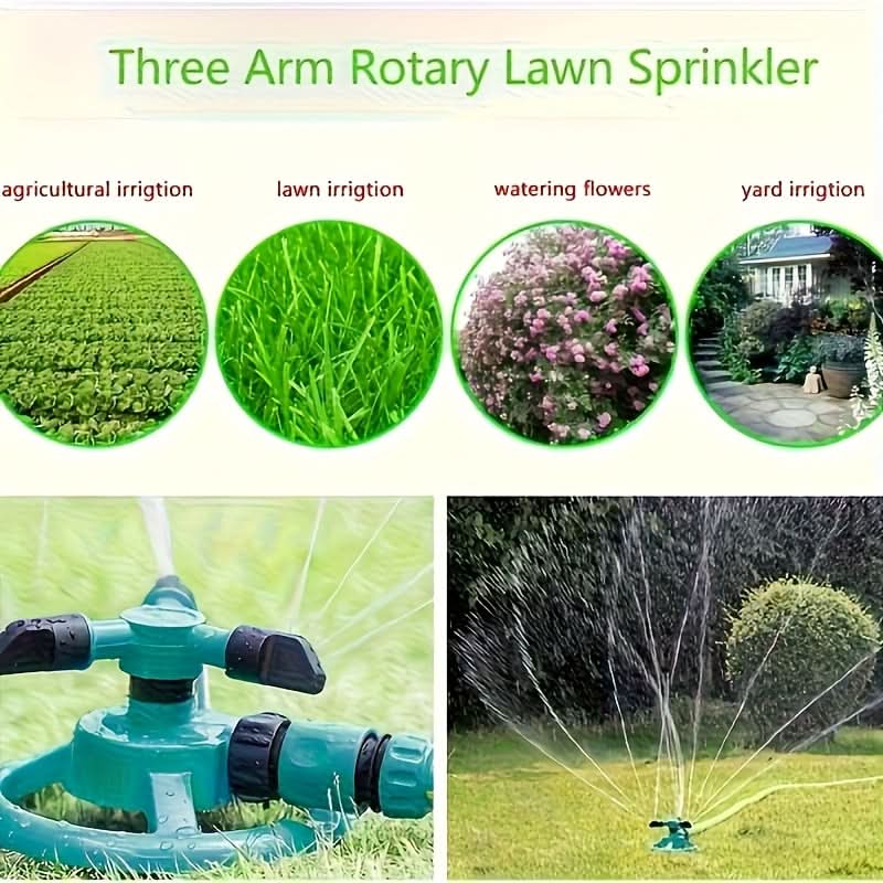360-Degree Rotating Garden Sprinkler 3.3 x 5.9 In | Durable ABS Build | Wide-Coverage Lawn & Flower Bed Watering
