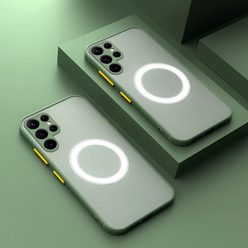 Magnetic Shockproof Phone Covers for Samsung Galaxy | Matte Hard Shell Case with Raised Camera and Screen Edges