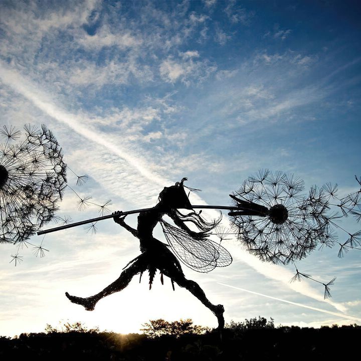 Fairy and Dandelion Garden Metal Art Stake | Rust Free Weather Resistant Silhouette | 4 Designs to Choose