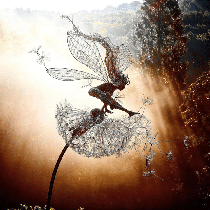 Fairy and Dandelion Garden Metal Art Stake | Rust Free Weather Resistant Silhouette | 4 Designs to Choose