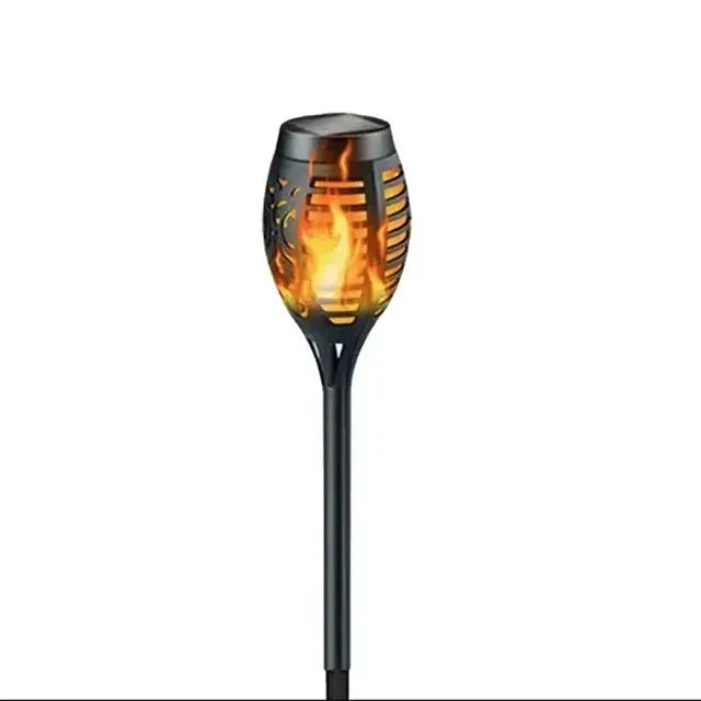 Solar Flame Torch Lights on Stakes | Flickering LED Effect, Charges by Day and Comes On at Dusk | Outdoor Yard Decorations